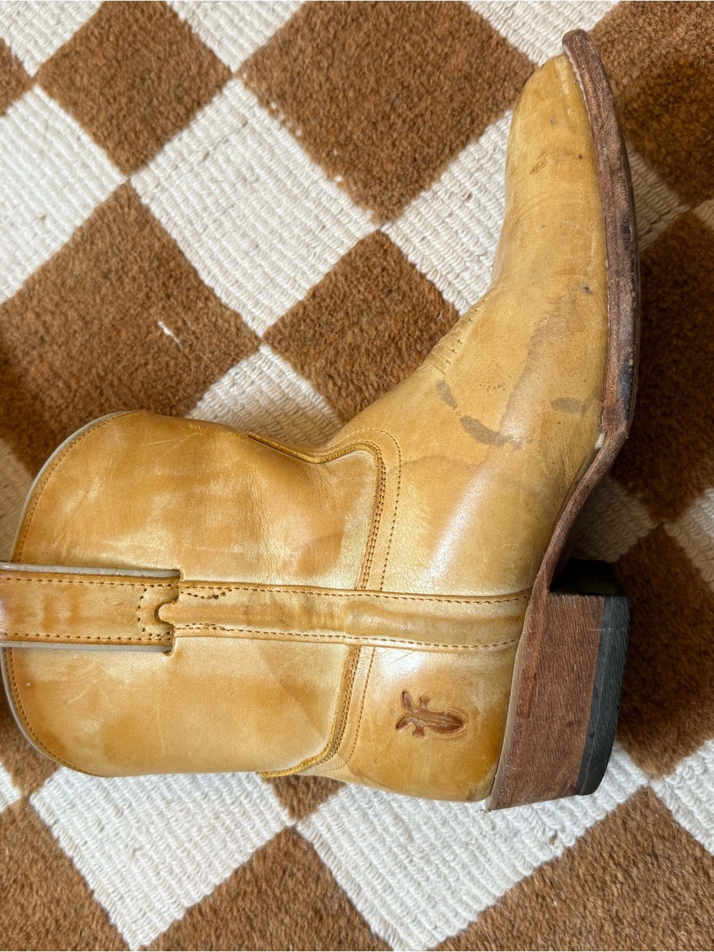 Frye Honey Tan Leather Western Cowboy Boots - Picture 6 of 12